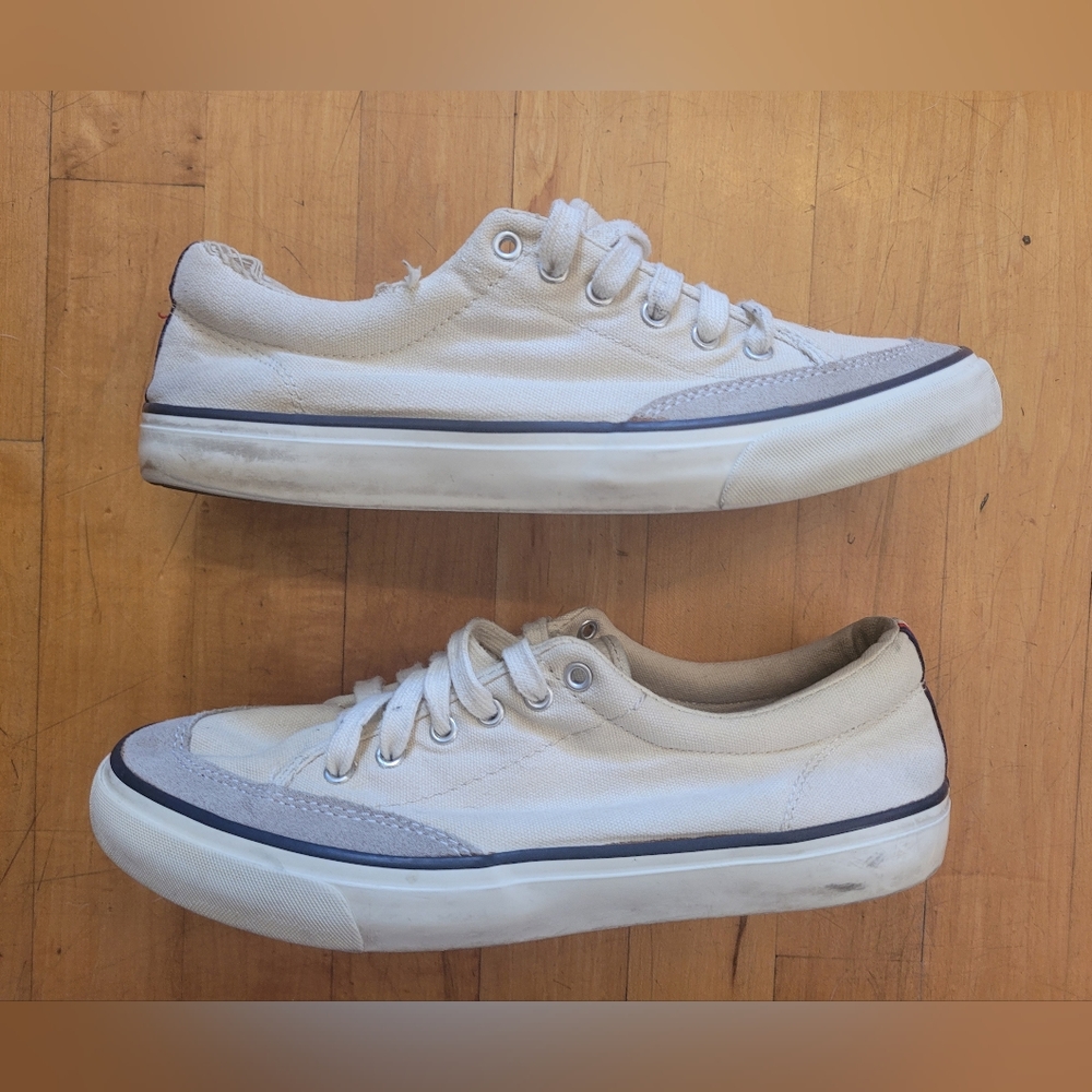 Banana Republic Men's Size 8 Cream Canvas Boat Shoes